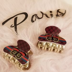 Hair Clips Butterfly Plaid New